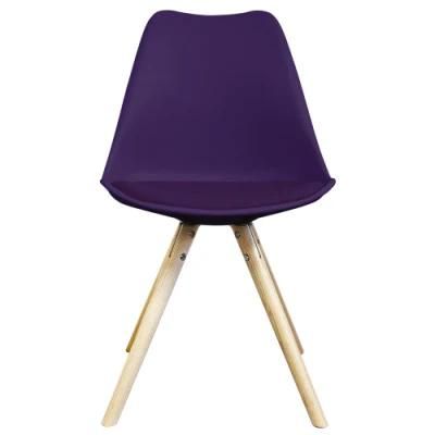 Modern Furniture Solid Beech Wood Legs Sillas PU Cushion Tulip PP Plastic Dining Chair for Dining Room