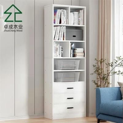 White MDF Faced Melamine Bookshelf with Drawers