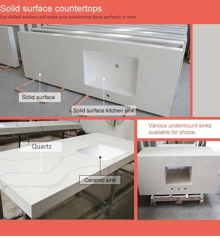 24 to 73 Inch Modern Cabinet Prefab Quartz Solid Surface Bathroom Vanity