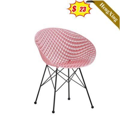 Chinese New Model Home Furniture Metal Legs Pink Restaurant Plastic Dining Chairs