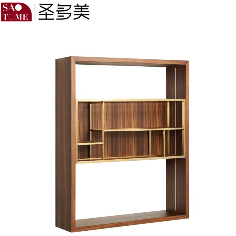 Modern Practical Living Room Study Five Layer Stainless Steel Glass Bookshelf