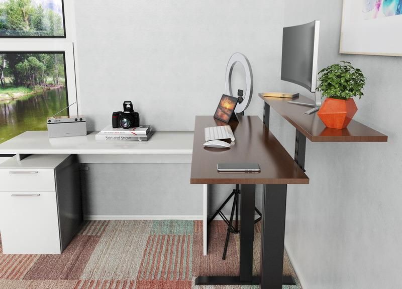 Electric Adjustable Height Single Motor Standing Desk with Storage Shelf