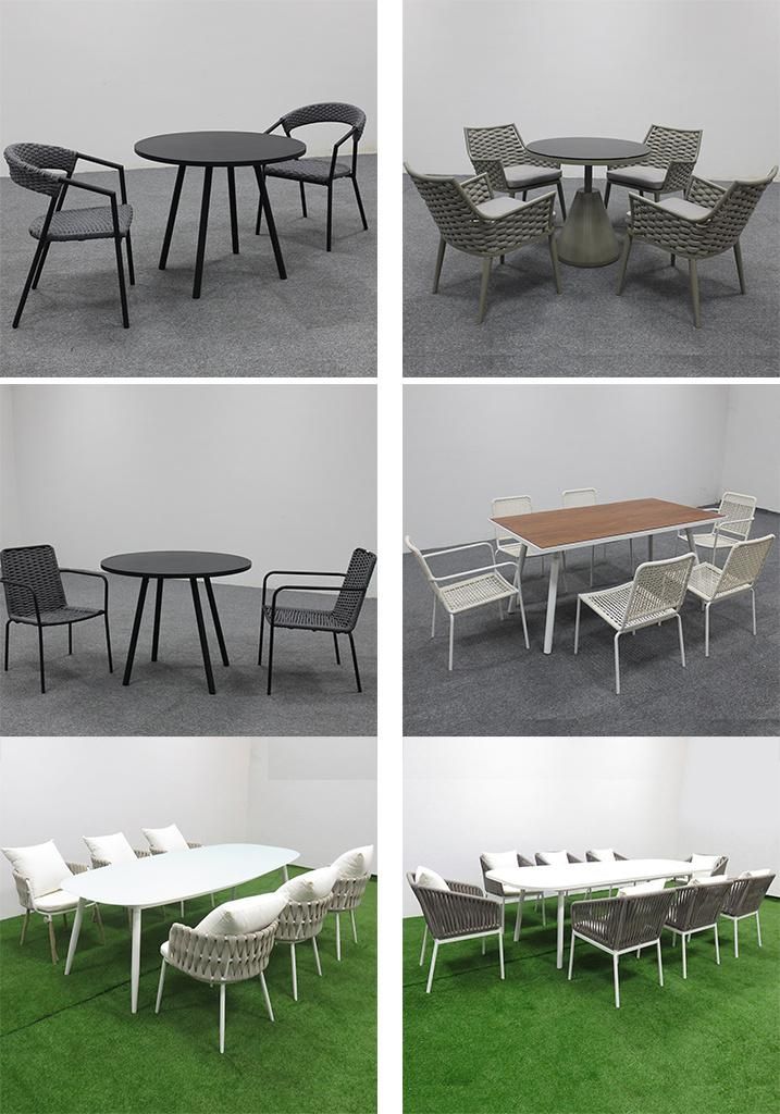 New Style Modern Home Dining Room Outdoor Furniture Sets Wood and Aluminum Chair and Table Set