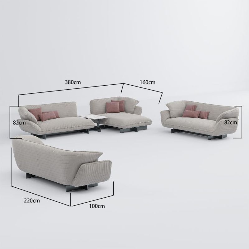 Modern Minimalist Style Wood Living Room Furniture Set Leisure Fabric Sofa with Middle Coffee Table