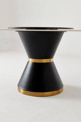 High Quality Apartment Furniture Round Fixed Marble Rock Plate Dining Table