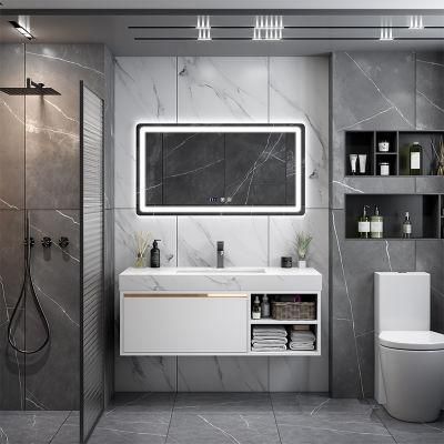 Hangzhou Fatctoy OEM ODM LED Smart Mirror Customized Sinsered Stone Basin Bathroom Cabinet