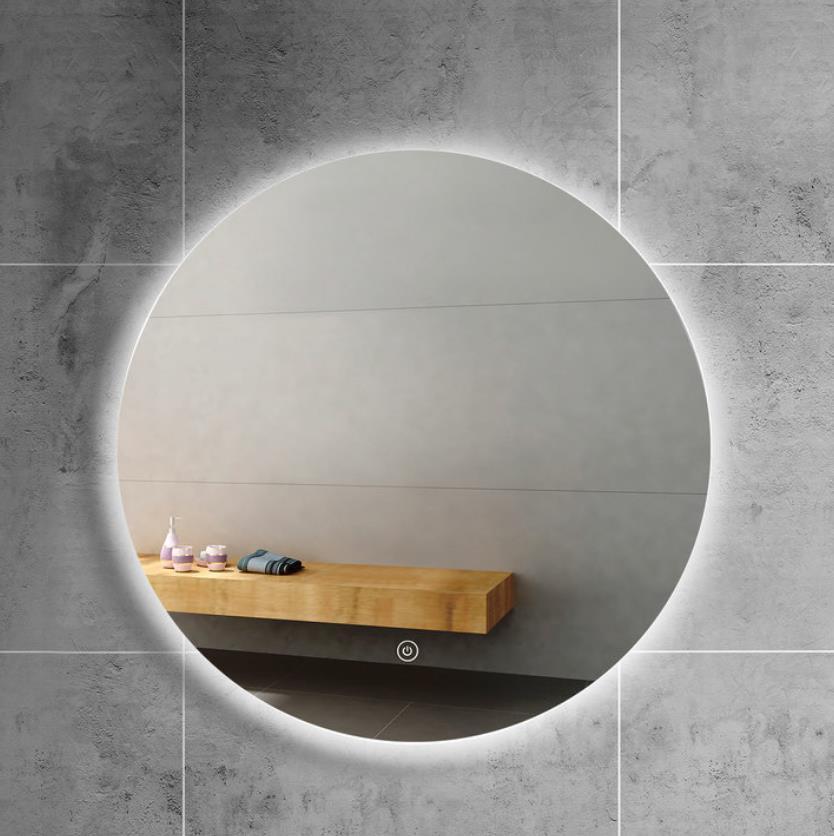 LED Lighted Round Mirror Wall Mount Circle Illuminated Bathroom Vanity Mirror with Anti-Fog