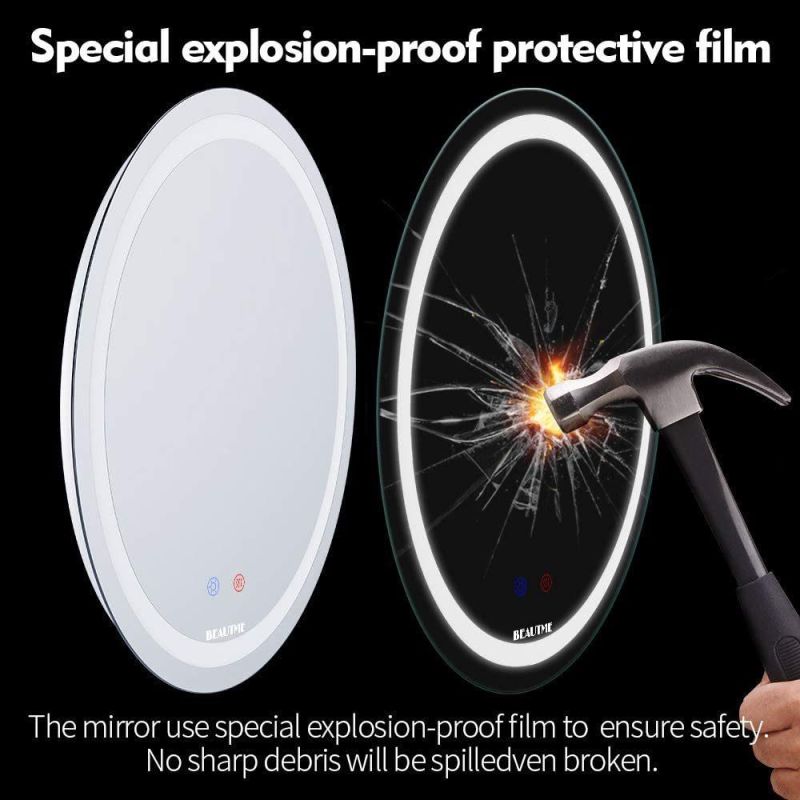 Modern Wall Mounted Makeup Mirror LED Bathroom Mirror Round Frameless Fogless Bathroom Mirror Smart Vanity Lighted Mirror
