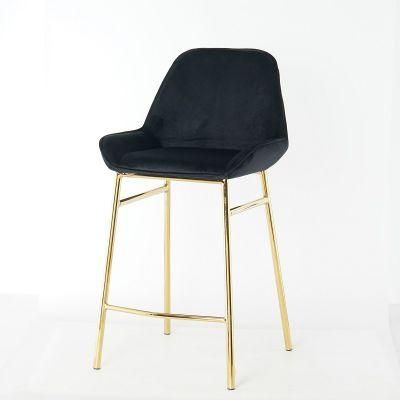 Luxury Commercial Room Furniture Modern Bar Chair with High Legs Golden Leg Bar Chair