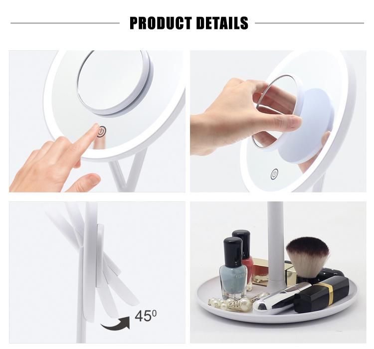 LED Makeup Mirror with 5X Magnetic Mirror Light USB Charging