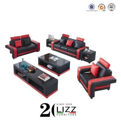 Wooden Modern Home Genuine Leather Sofa Furniture Set