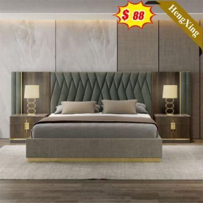Luxury Modern Design Hotel Bedroom Fabric Leather Double Bed