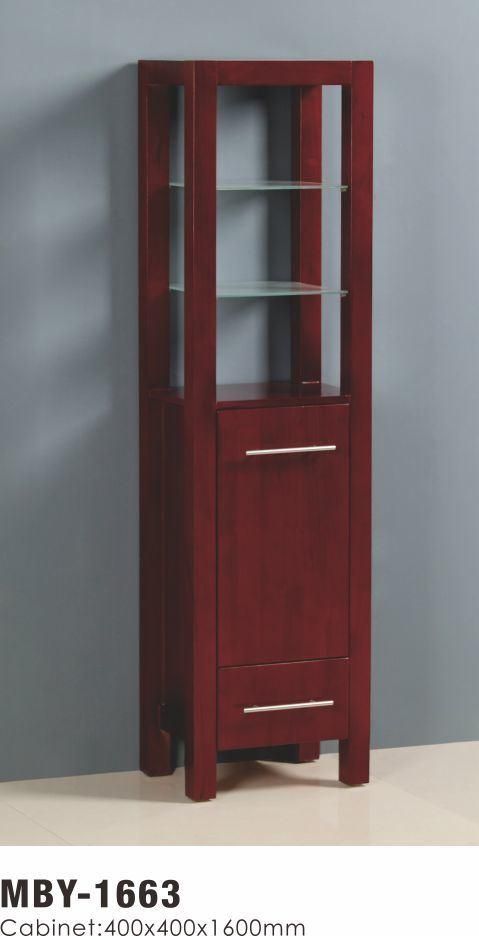 Solid Wood Side Vanity Tall Bathroom Furniture Cabinet