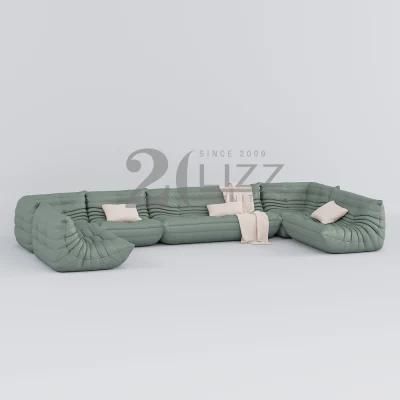 Wholesale High End Wooden Furniture Modern Luxury Italian Leather Floor Sofa for Home Living Room