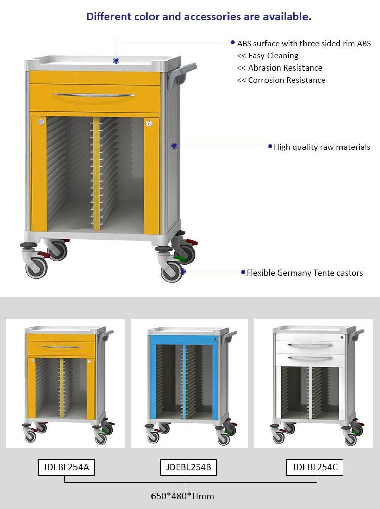 Stainless Steel Hospital Medical Record Trolley Cart