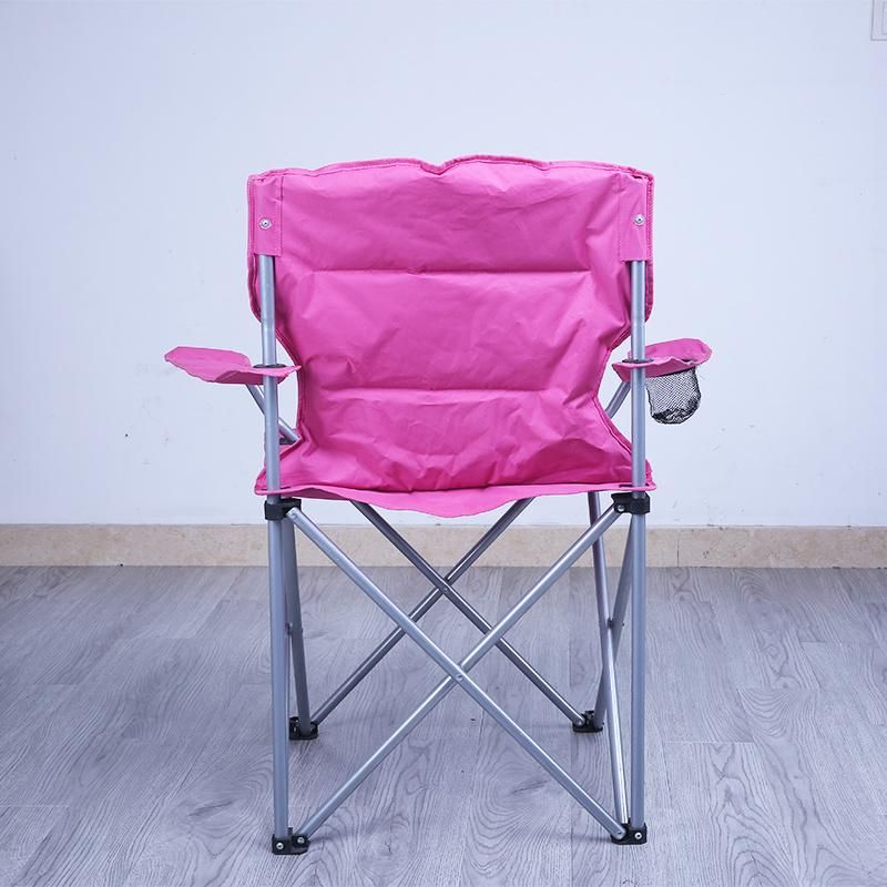 Pink Steel Folding Camping Chair with Armrest