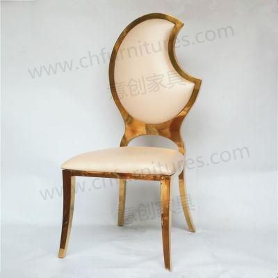 Moon Shape Backrest Gold Stainless Steel Chair Wedding Chair