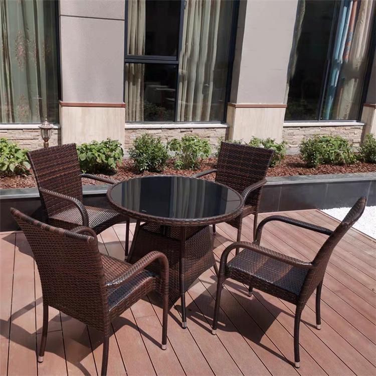 Retro Modern Popular Rattan Aluminum Table Chairs Leisure Outdoor Garden Furniture Set