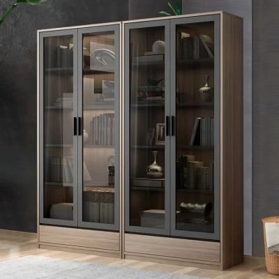 Modern Office Furniture with Glass Doors High Office Wooden Filling Cabinet with Bookcases