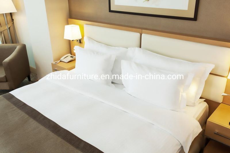 China Manufacturer Hilton 5 Star Commercial Hotel Modern Bedroom Furniture Set King Size Wooden Bed with Leisure Chair