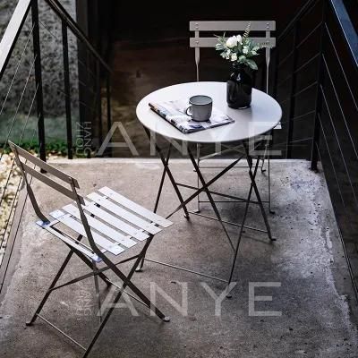 Modern Outdoor Furniture Folding Coffee Furniture Set of Steel Round Table and Coffee Chair