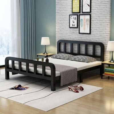 Iron Bed 1.5 Bed 1.8 Meters Simple Modern Double Iron Bed Apartment Rental Iron Frame Single Person Steel Bed Children