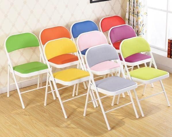 Premium Quality Hercules Series Curved Triple Braced & Double Hinged Beige Fabric Metal Folding Chair
