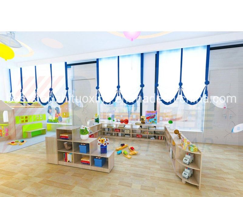 Children Toy Storage Cabinet,Kindergarten and Preschool Furniture Cabinet, Kids Room Cabinet Cabinet, Wooden Daycare Cabinet with Plastic Box,Playroom Furniture