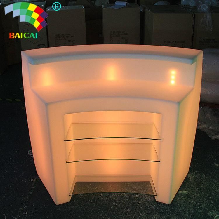 High Quality PE LED Glowing Round Bar Table LED Furniture Glow Table