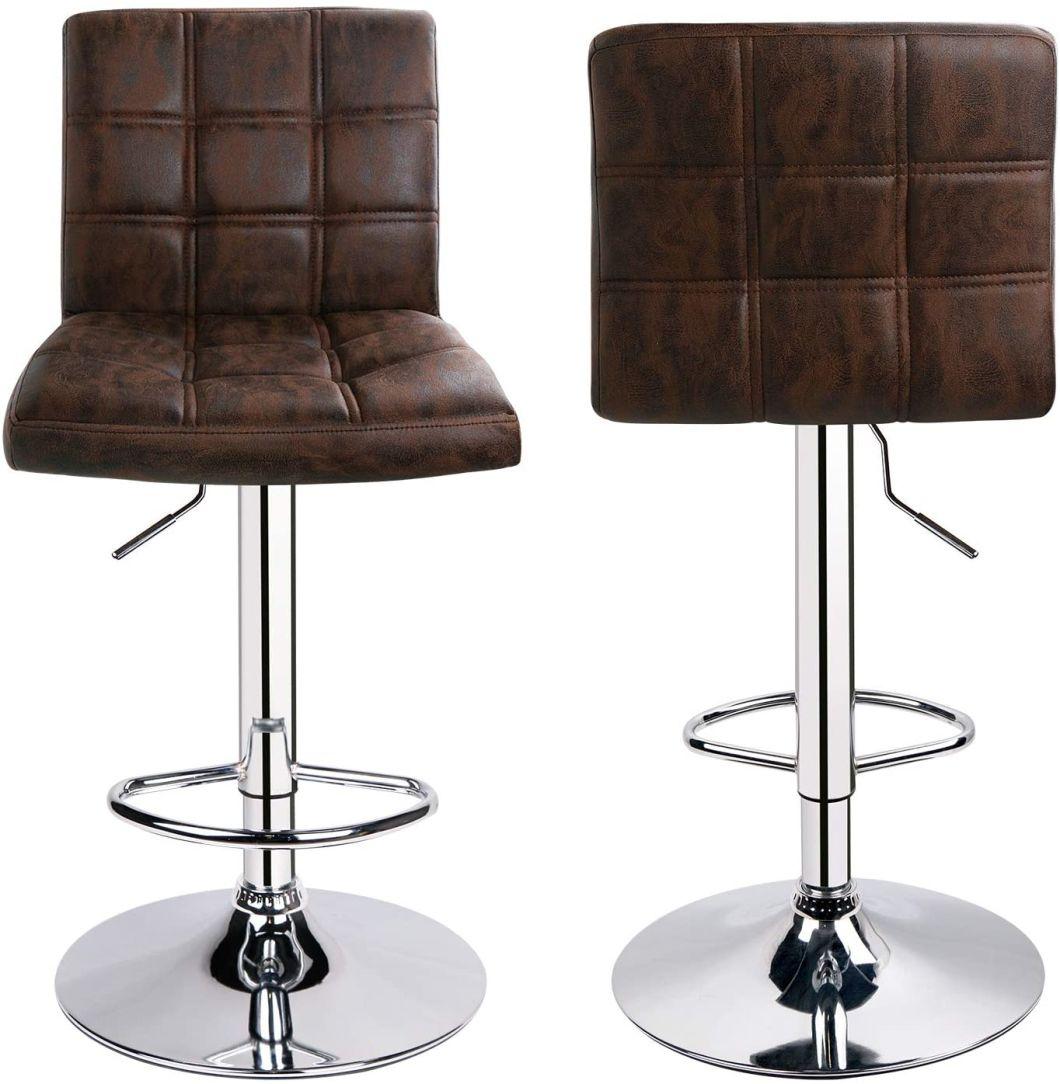 Hot Sell PU Leather Modern Height Adjustable Swivel Kitchen Breakfast Stools Leather Bar Chair