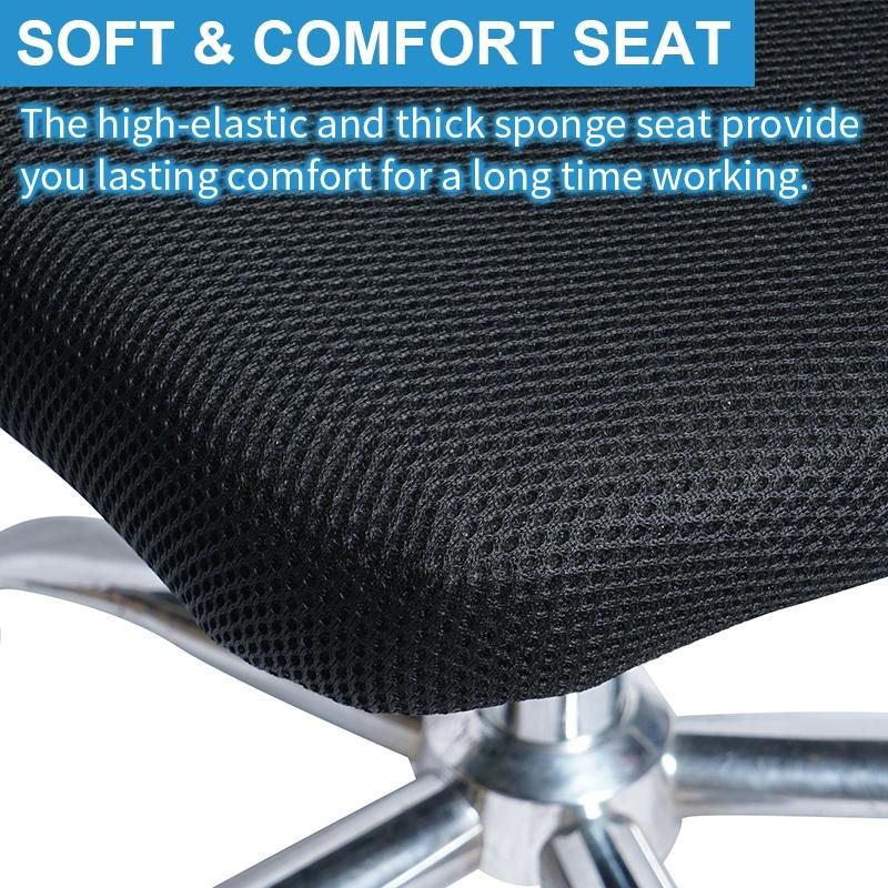 Hot Sale on Line Swivel Price Black MID-Back Mesh Office Computer Desk Chair with Chrome Legs