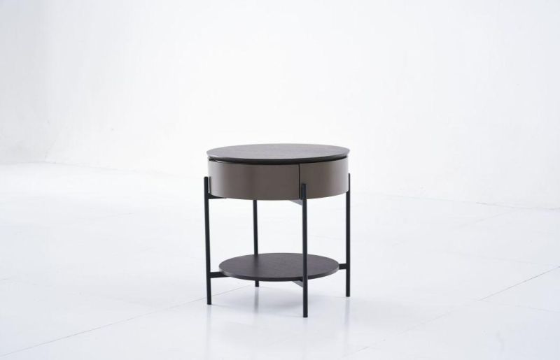 FL39 Night Table/Eucalyptus Veneer / Steel Coating /Steel Base/Modern Furniture in Home and Hotel Bed