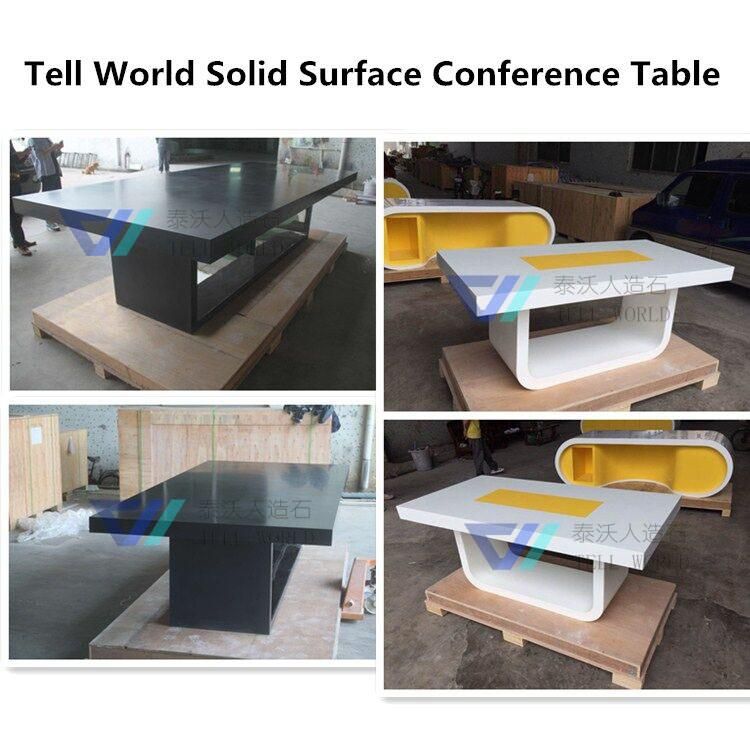 Artificial Stone Solid Surface Black Long Conference Desk