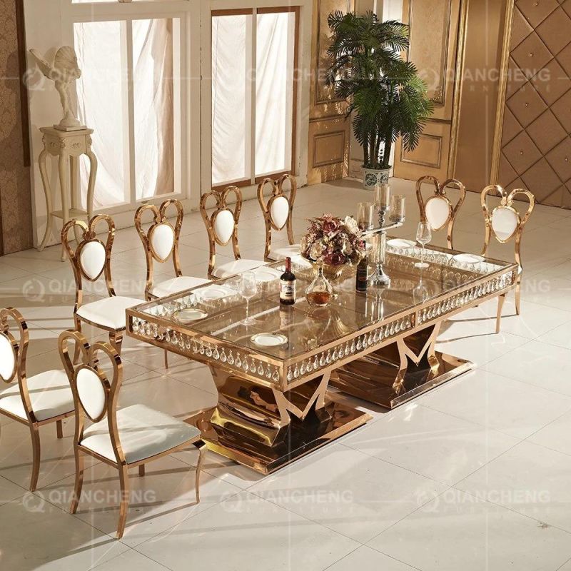 Stainless Steel Golden Sweetheart Modern Love Wedding Banquet Table