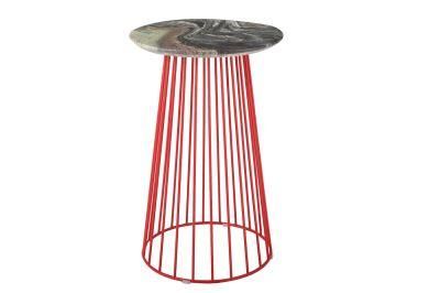 New Design Marble Top Metal Frame Red Bar Stool Counter for Home Hotel Villa