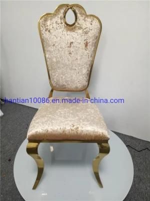 Luxury Wedding Restaurant Furniture Brass Gold Stainless Steel Round Back Stay Velvet Dining Chairs