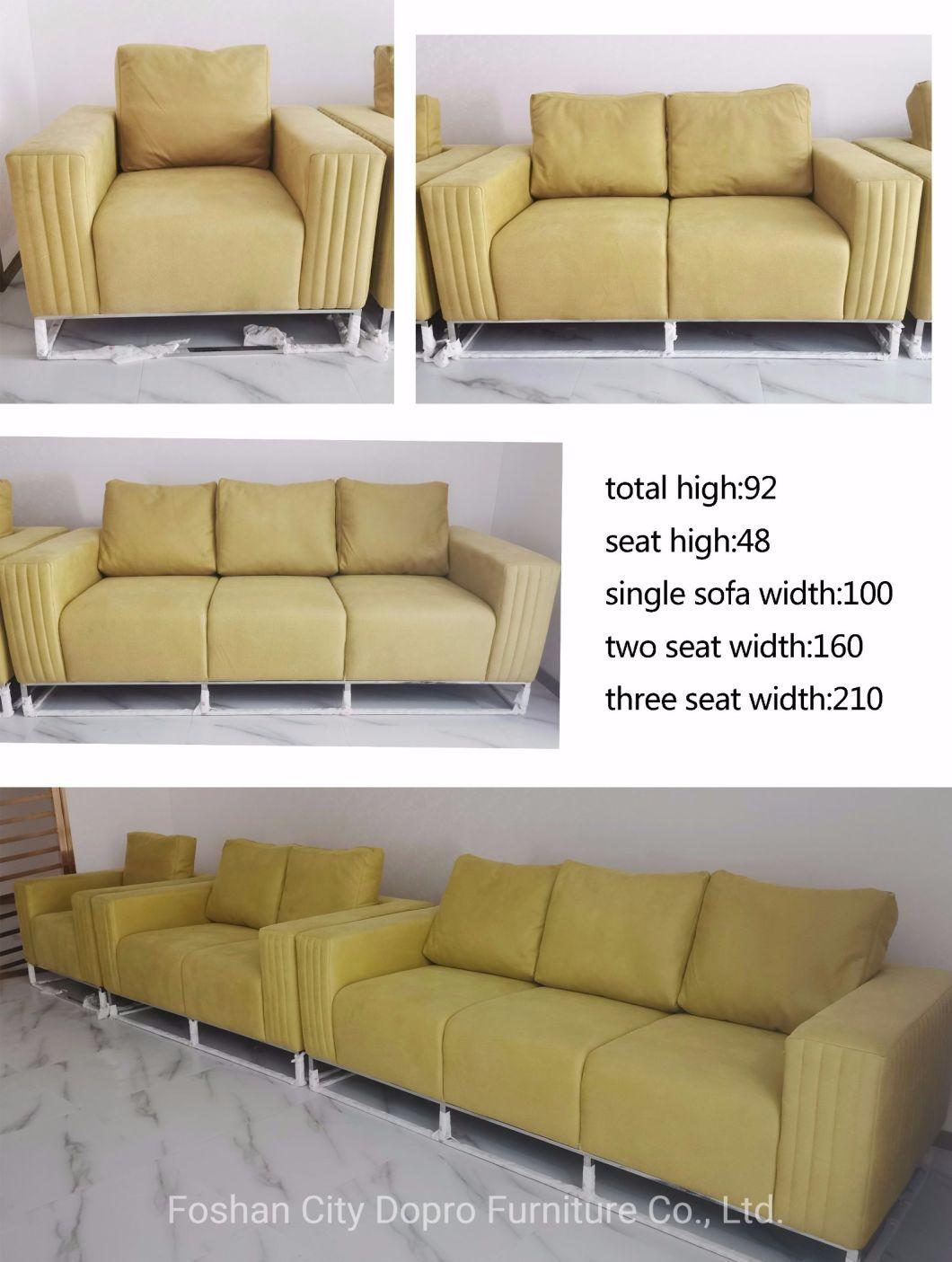 Modern Metal Frame Home Furniture Metal Leather Sofa Set for Livingroom