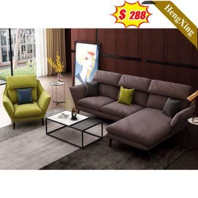 Modern Home Living Room Hotel Lobby Sofas Couches Office Wooden Frame Dark Brown Fabric L Shape Couch Sofa