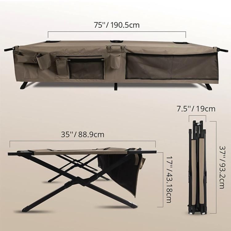 New Camp Cot Folding Camping Cot Guest Bed 300 Lbs Capacity Steel Frame Strong 300d Polyester