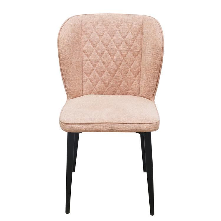 Modern Luxury Fashion Colorful Soft Fabric Upholstery Cafe Dining Chair with Metal Leg