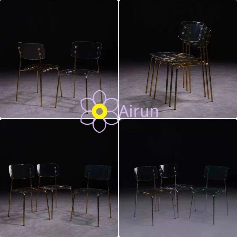 Nordic Design Chromed Metal Legs Chair Transparent Dining Chair