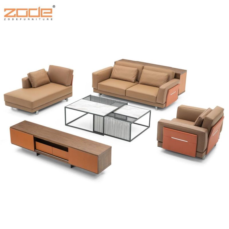 Zode Modern Home/Living Room/Office Furniture Stainless Metal Italian Lounge 431 Leisure Leather Sofa