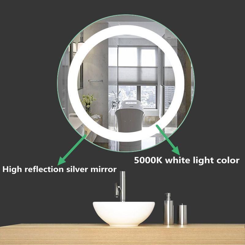 Factory Direct Sale LED Illuminated Mirror Bathroom Vanity Mirror with Touch Sensor + Dimmer for Home Hotel Decoration