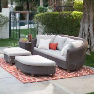 Modern Sectional Leisure Fabric Aluminium Resin Wicker Furniture Outdoor Recliner Sofa