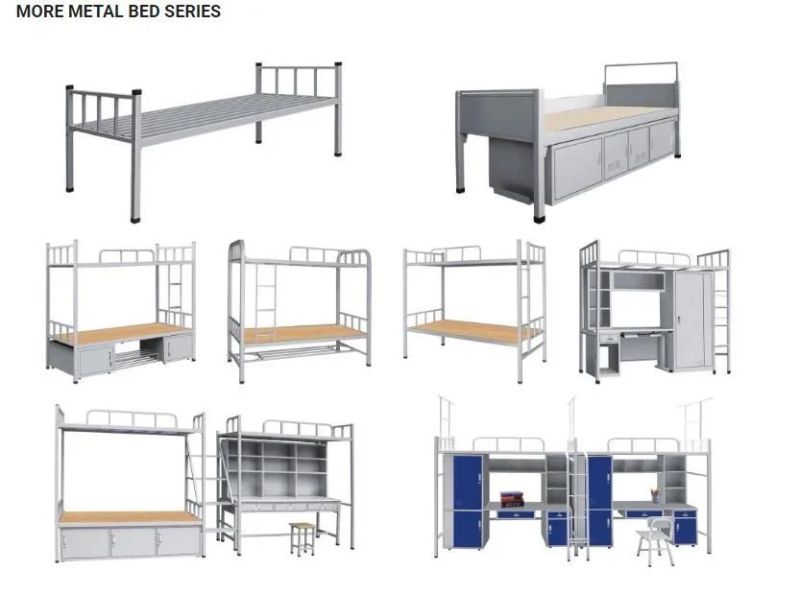 Chinese Supplier Stainless Double Bed with Storage Steel Double Bed Metal Double Bed