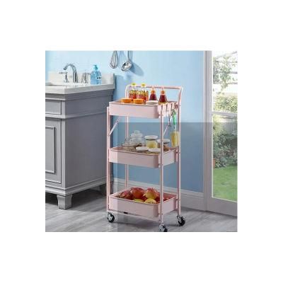 Rotating Rack 3 Tier Metal Utility Rolling Kitchen Cart