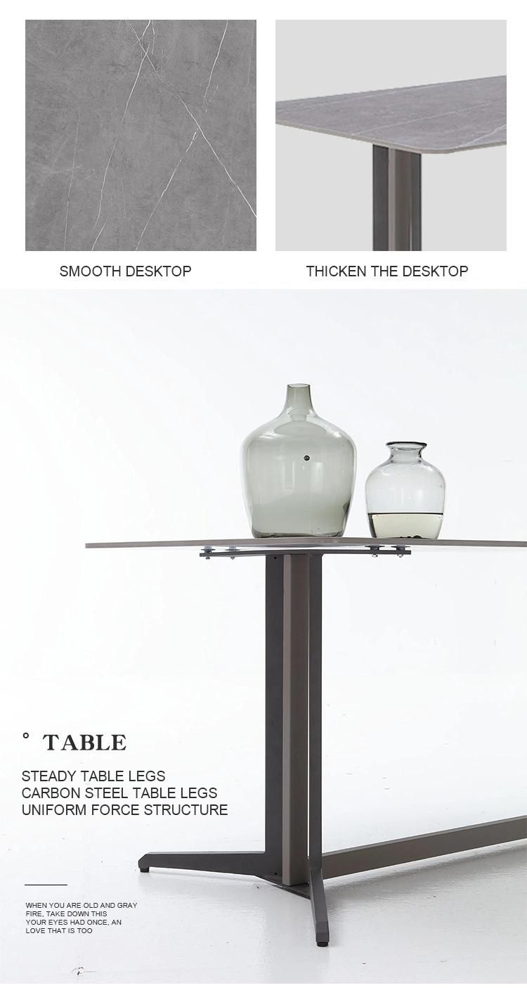 Home Modern Furniture Steel Frame Rectangle Marble Hotel Dining Table