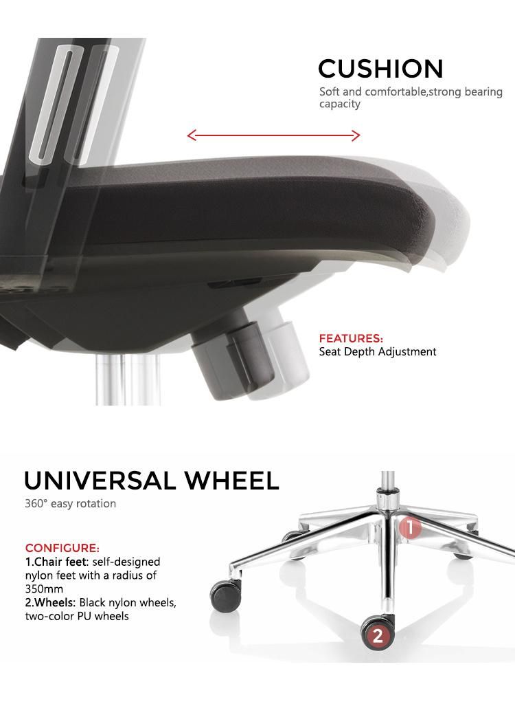 Furniture Adjustable Armrest Modern Swivel MID Back Mesh Office Chair