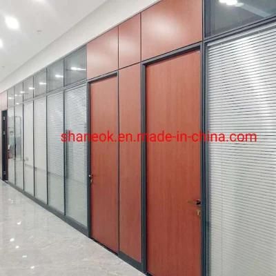 Shaneok Glass Office Partition Wall with Aluminum Venetian Blinds