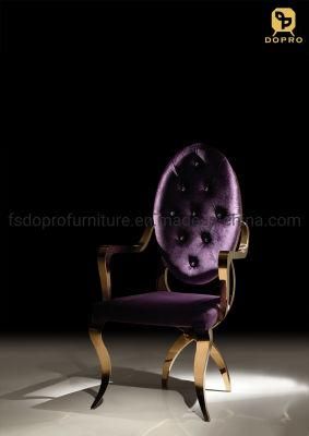 Modern Simple Household Backrest Silla De Comedor Chaise Customized Dining Room Chair with Armrest in Velvet